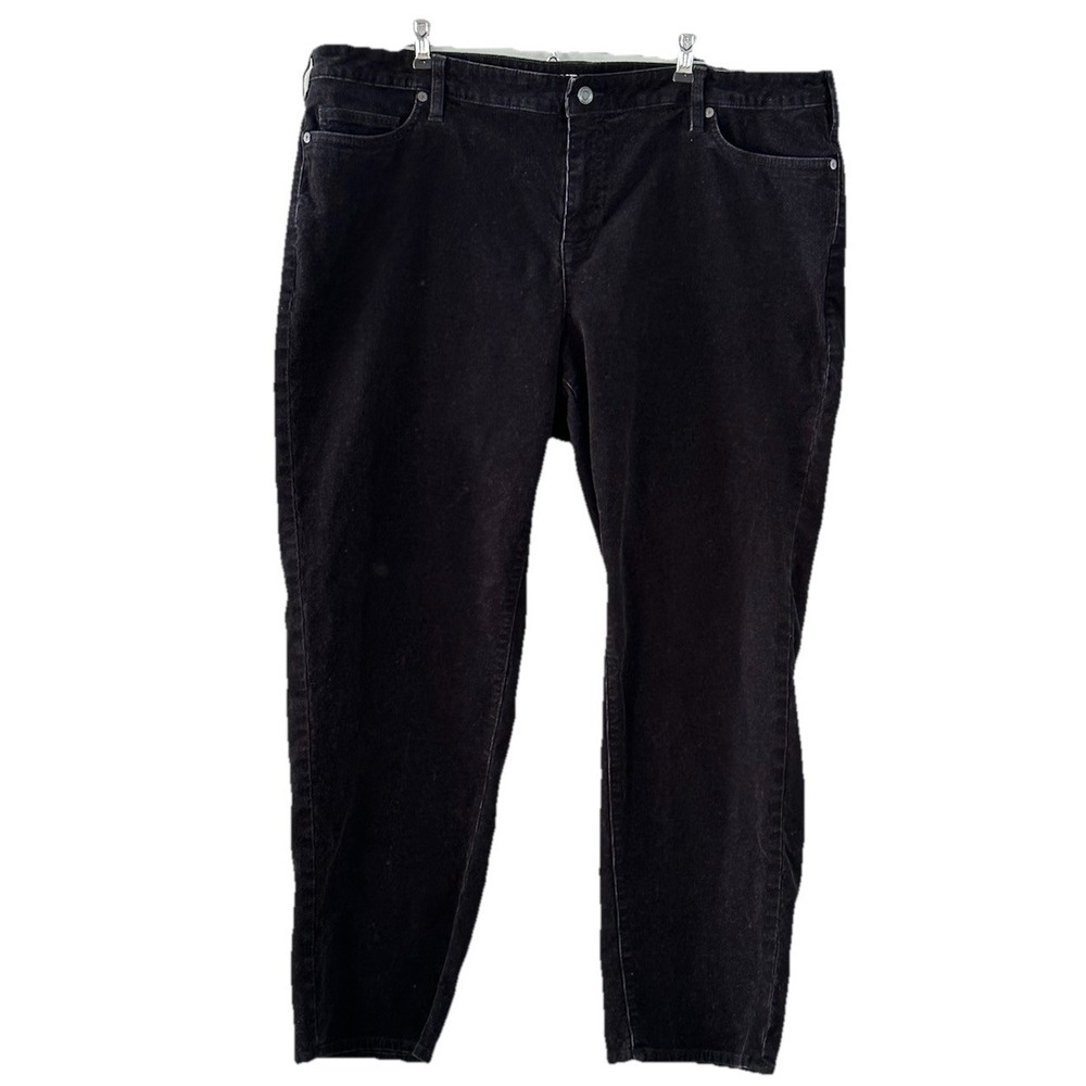 Lands End Womens Size 20W Corduroy Pants Straight‎ Leg Black 42 X 29 Stretch
